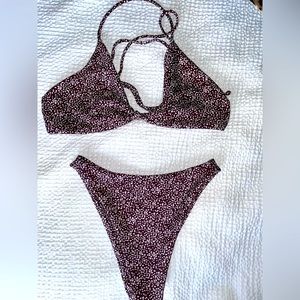 Skatie Bikini set- Brown pebble print - XS bottoms, M top